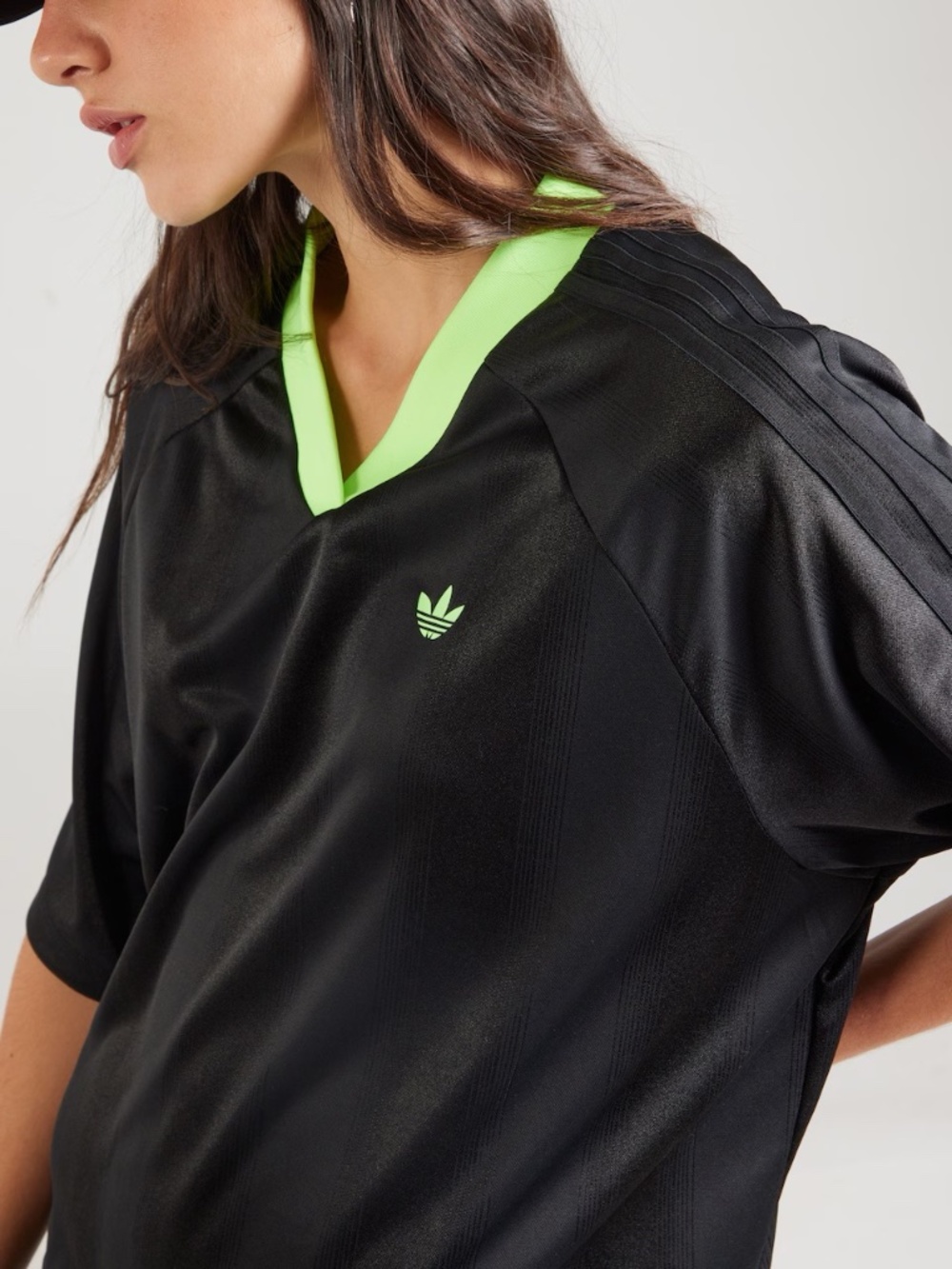 adidas Originals Large Soccer Jacquard Oversize Mini Dress Black Green KB8152 - Picture 2 of 11
